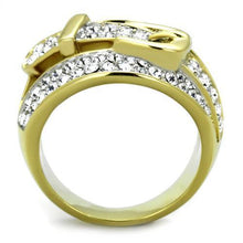 Load image into Gallery viewer, Gold Rings for Womens Two-Tone IP Gold (Ion Plating) Stainless Steel Ring with Top Grade Crystal in Clear TK1906 - Jewelry Store by Erik Rayo
