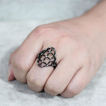 Load image into Gallery viewer, Womens Light Black Ring Anillo Para Mujer Stainless Steel Ring with AAA Grade CZ in Clear Dahlia - Jewelry Store by Erik Rayo
