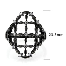 Load image into Gallery viewer, Womens Light Black Ring Anillo Para Mujer Stainless Steel Ring with AAA Grade CZ in Clear Dahlia - Jewelry Store by Erik Rayo
