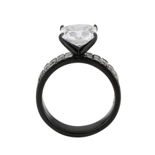 Load image into Gallery viewer, Womens Light Black Ring Anillo Para Mujer Stainless Steel Ring with AAA Grade CZ in Clear Isadora - Jewelry Store by Erik Rayo
