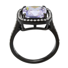 Load image into Gallery viewer, Womens Light Black Ring Anillo Para Mujer Stainless Steel Ring with AAA Grade CZ in Light Amethyst Bernadette - Jewelry Store by Erik Rayo
