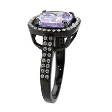 Load image into Gallery viewer, Womens Light Black Ring Anillo Para Mujer Stainless Steel Ring with AAA Grade CZ in Light Amethyst Bernadette - Jewelry Store by Erik Rayo
