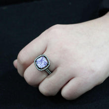 Load image into Gallery viewer, Womens Light Black Ring Anillo Para Mujer Stainless Steel Ring with AAA Grade CZ in Light Amethyst Bernadette - Jewelry Store by Erik Rayo
