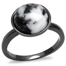 Load image into Gallery viewer, Womens Light Black Ring Anillo Para Mujer 316L Stainless Steel Ring with Semi-Precious Hematite in Multi Color Aayla - Jewelry Store by Erik Rayo
