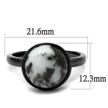 Load image into Gallery viewer, Womens Light Black Ring Anillo Para Mujer 316L Stainless Steel Ring with Semi-Precious Hematite in Multi Color Aayla - Jewelry Store by Erik Rayo
