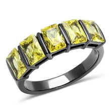 Load image into Gallery viewer, Womens Light Black Ring Anillo Para Mujer Stainless Steel Ring with AAA Grade CZ in Topaz Elise - Jewelry Store by Erik Rayo
