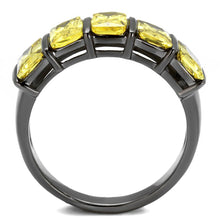 Load image into Gallery viewer, Womens Light Black Ring Anillo Para Mujer Stainless Steel Ring with AAA Grade CZ in Topaz Elise - Jewelry Store by Erik Rayo
