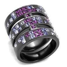 Load image into Gallery viewer, Womens Light Black Ring Anillo Para Mujer Stainless Steel Ring with Top Grade Crystal in Multi Color Jovanna - Jewelry Store by Erik Rayo
