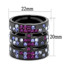 Load image into Gallery viewer, Womens Light Black Ring Anillo Para Mujer Stainless Steel Ring with Top Grade Crystal in Multi Color Jovanna - Jewelry Store by Erik Rayo
