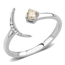 Load image into Gallery viewer, Womens Ring Moon North Star Champagne Color Stainless Steel Ring with AAA Grade CZ - Jewelry Store by Erik Rayo
