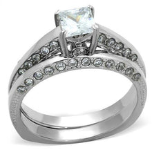Load image into Gallery viewer, Womens Rings High polished (no plating) Stainless Steel Ring with AAA Grade CZ in Clear TK1435 - Jewelry Store by Erik Rayo
