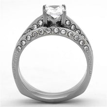 Load image into Gallery viewer, Womens Rings High polished (no plating) Stainless Steel Ring with AAA Grade CZ in Clear TK1435 - Jewelry Store by Erik Rayo
