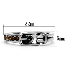 Load image into Gallery viewer, Womens Rings High polished (no plating) Stainless Steel Ring with Top Grade Crystal in Smoked Quartz TK1079 - Jewelry Store by Erik Rayo
