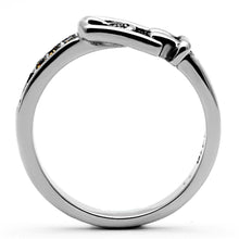 Load image into Gallery viewer, Womens Rings High polished (no plating) Stainless Steel Ring with Top Grade Crystal in Smoked Quartz TK1079 - Jewelry Store by Erik Rayo
