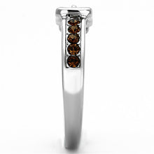 Load image into Gallery viewer, Womens Rings High polished (no plating) Stainless Steel Ring with Top Grade Crystal in Smoked Quartz TK1079 - Jewelry Store by Erik Rayo
