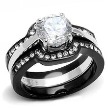Load image into Gallery viewer, Womens Silver Black Ring Anillo Para Mujer Girls 316L Stainless Steel Ring with AAA Grade CZ in Clear Aaliyah - Jewelry Store by Erik Rayo

