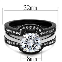 Load image into Gallery viewer, Womens Silver Black Ring Anillo Para Mujer Girls 316L Stainless Steel Ring with AAA Grade CZ in Clear Aaliyah - Jewelry Store by Erik Rayo

