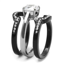 Load image into Gallery viewer, Womens Silver Black Ring Anillo Para Mujer Girls 316L Stainless Steel Ring with AAA Grade CZ in Clear Aaliyah - Jewelry Store by Erik Rayo
