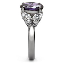 Load image into Gallery viewer, Womens Silver Rings High polished (no plating) 316L Stainless Steel Ring with AAA Grade CZ in Amethyst TK086 - Jewelry Store by Erik Rayo
