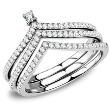 Load image into Gallery viewer, Silver Rings for Womens High polished (no plating) Stainless Steel Ring with AAA Grade CZ in Clear DA061 - Jewelry Store by Erik Rayo
