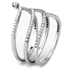 Load image into Gallery viewer, Silver Rings for Womens High polished (no plating) Stainless Steel Ring with AAA Grade CZ in Clear DA061 - Jewelry Store by Erik Rayo
