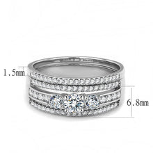 Load image into Gallery viewer, Silver Rings for Womens High polished (no plating) Stainless Steel Ring with AAA Grade CZ in Clear DA062 - Jewelry Store by Erik Rayo
