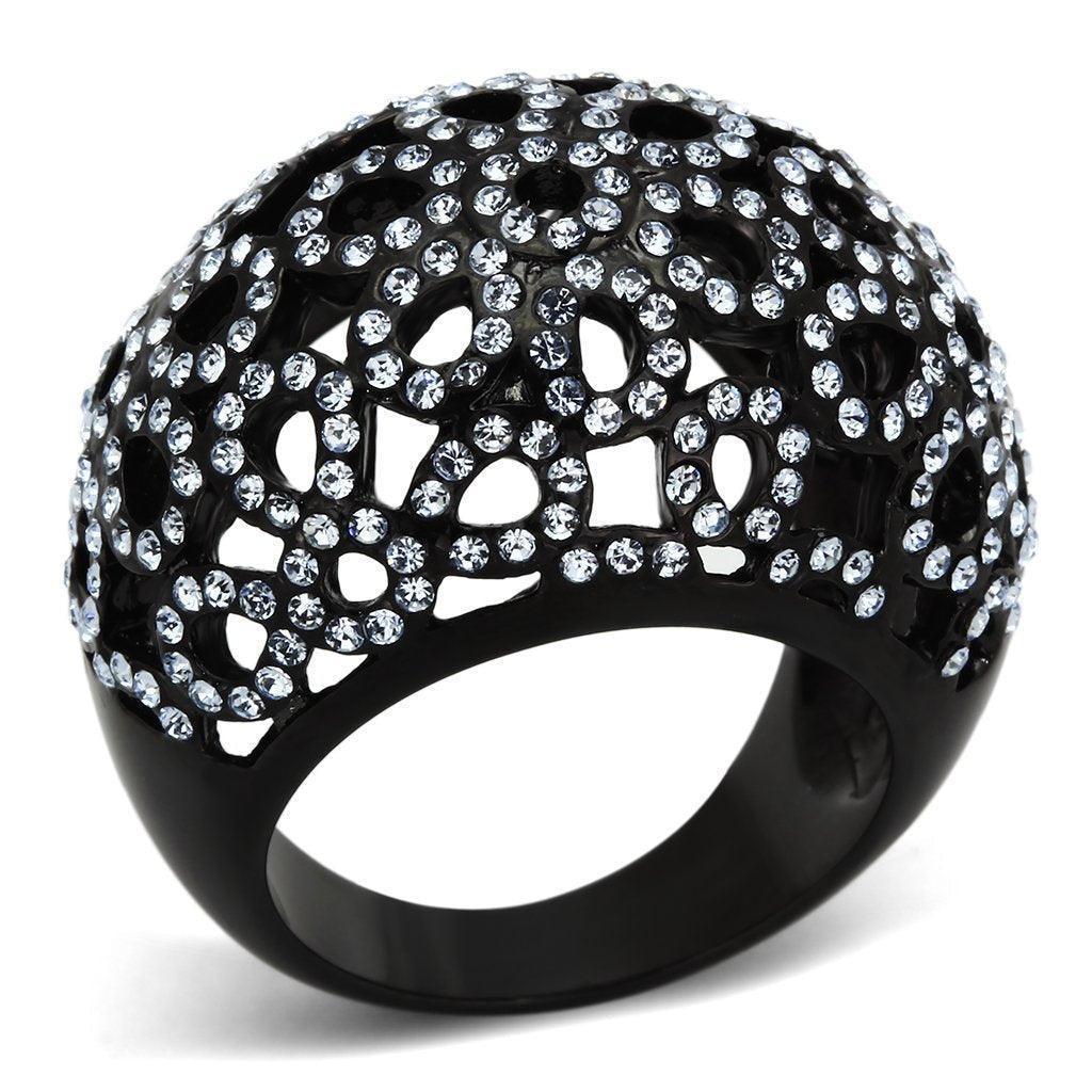 Anillos Para Mujer Color Negro de 316L Acero Inoxidable con Piedra Crystal Zafiro Argenta - Jewelry Store by Erik Rayo