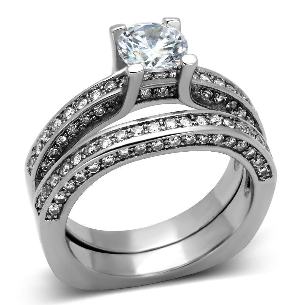 Anillos Para Mujer Color Plata de 316L Acero Inoxidable con Diamante Zirconia Cubica TK1175 - Jewelry Store by Erik Rayo