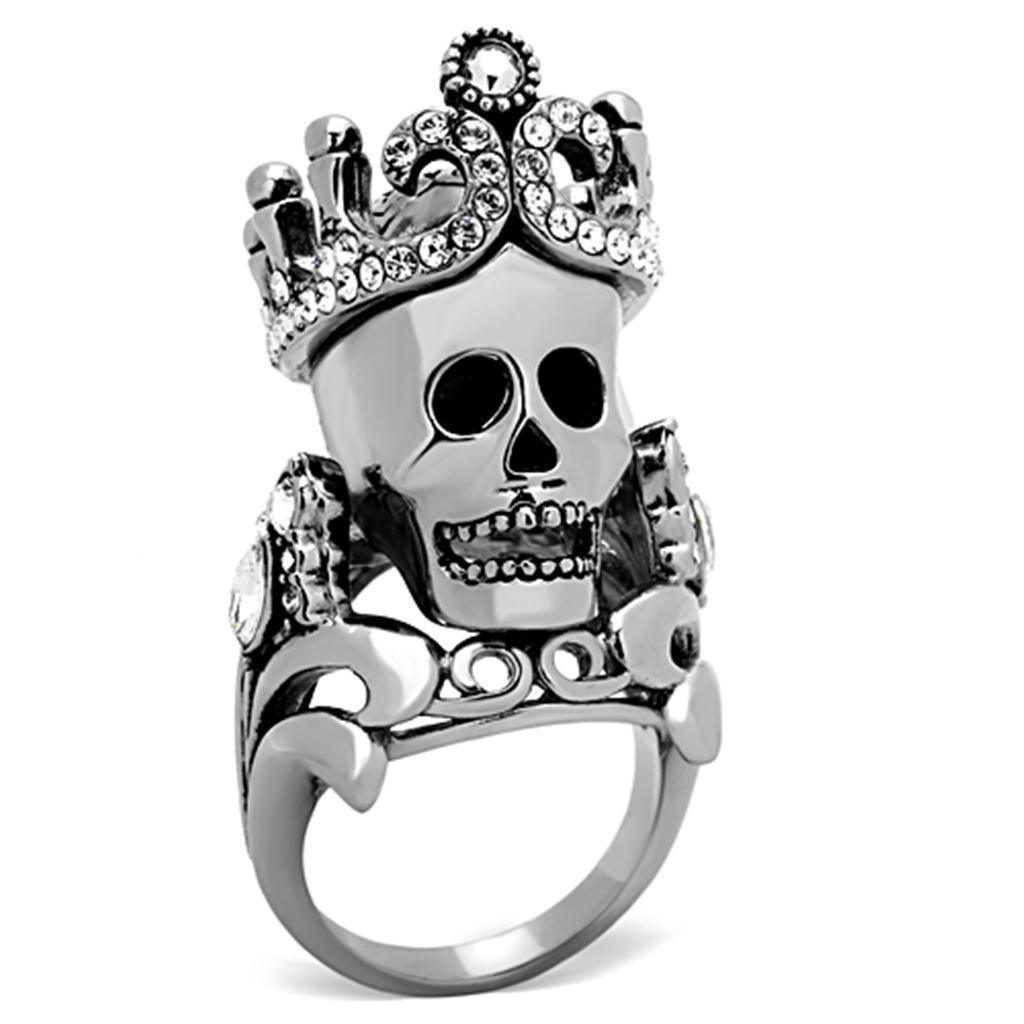 Anillos Para Mujer Color Plata de 316L Acero Inoxidable con Piedra Crystal Diamante Negro TK1123 - Jewelry Store by Erik Rayo