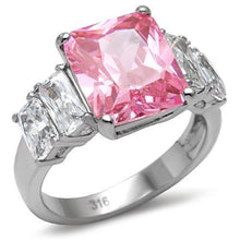 Load image into Gallery viewer, Anillos Para Mujer Color Plata y Rosa de 316L Acero Inoxidable con Diamante Zirconia Cubica Rosa TK088 - Jewelry Store by Erik Rayo
