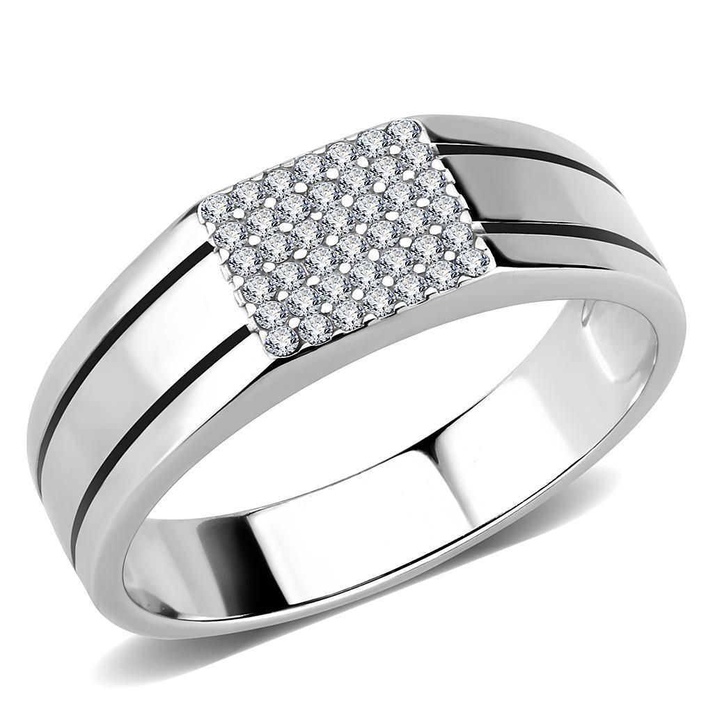 Silver Rings for Women 316L Stainless Steel DA253 - AAA Grade Cubic Zirconia in Clear