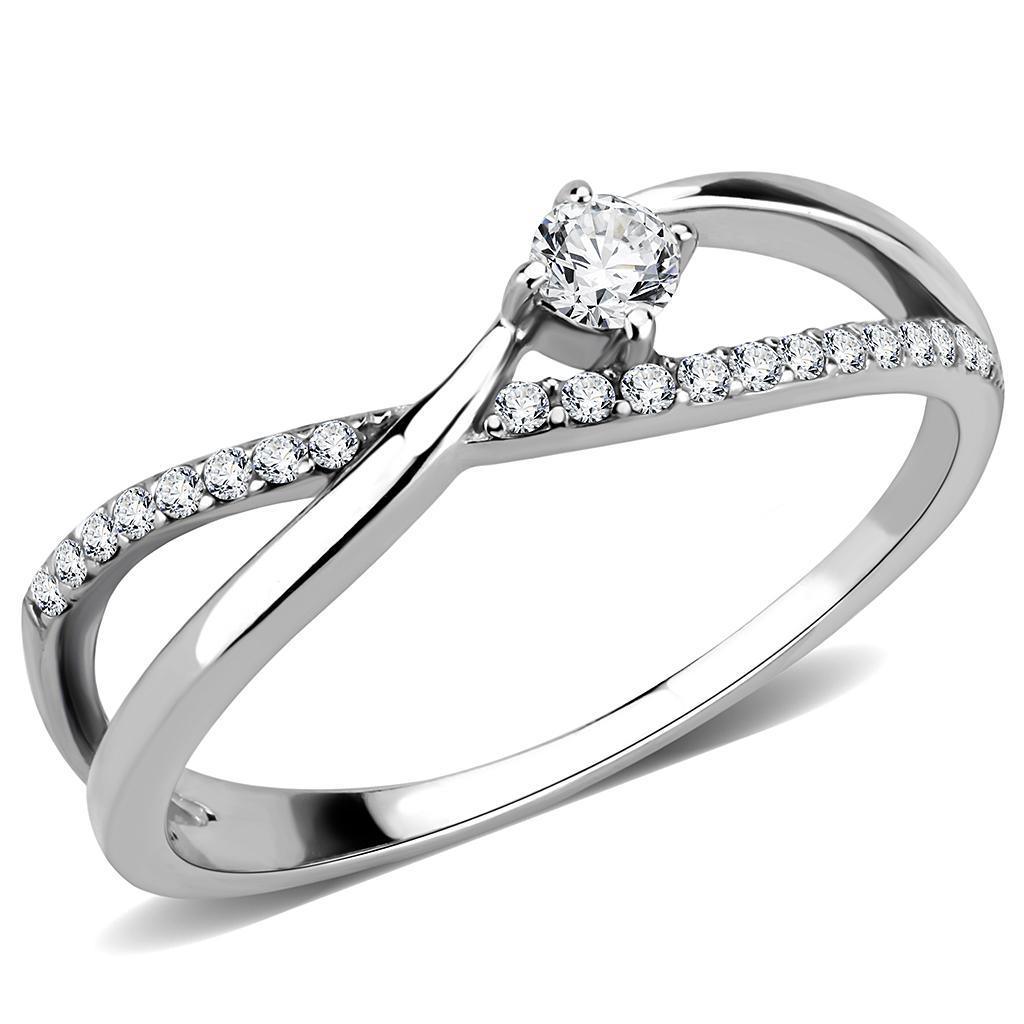 Silver Rings for Women 316L Stainless Steel DA261 - AAA Grade Cubic Zirconia in Clear