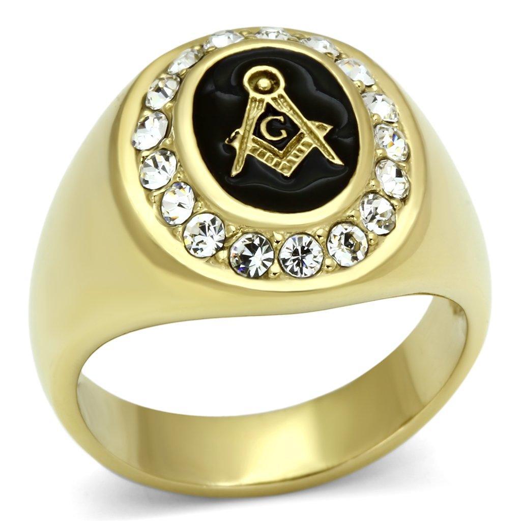 Gold Rings for Men Stainless Steel TK766 with Top Grade Crystal in Clear