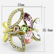 Load image into Gallery viewer, Womens Gold Butterflies Ring 316L Stainless Steel Anillo Color Oro Para Mujer Ninas Acero Inoxidable con Piedra Crystal en Multicolor Mahalah - Jewelry Store by Erik Rayo

